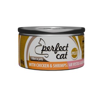 Täissööt (konserv) Perfect Cat kana ja krevettidega tarretises 80g