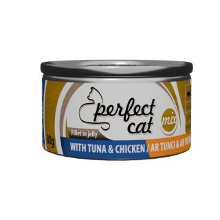 Täissööt (konserv) Perfect Cat tuunikala ja kanaga tarretises 80g