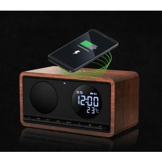 Kellraadio juhtmevaba laadijaga Manta RDI912B, must