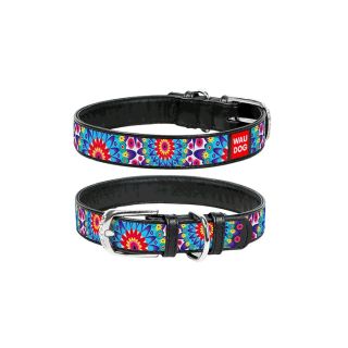WAUDOG Kaelarihm Koerale Flowers, Must 25mm x 38-49cm