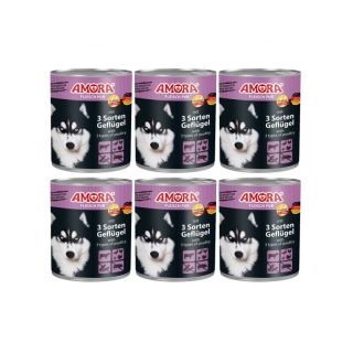 Amora 3 Sorten Geflügel Koerakonserv (Veise-, Pardi-, Kana- ja Kalkunilihaga) 800g x 6tk