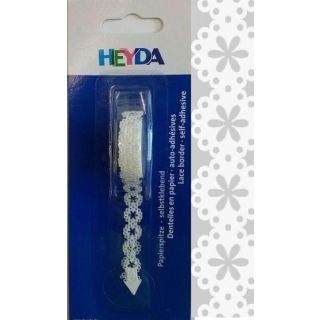 Paberpits 12mm/2m Lilled, iseliimuv, valge, Heyda /5