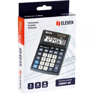 Kalkulaator Eleven CMB801-BK, 137x102x31mm lauale, must  20/120