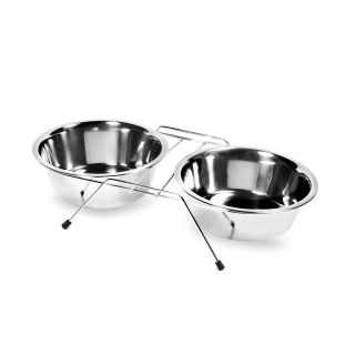HOLDER WITH 2 BOWLS 1002.21 2 X 21.5 CM